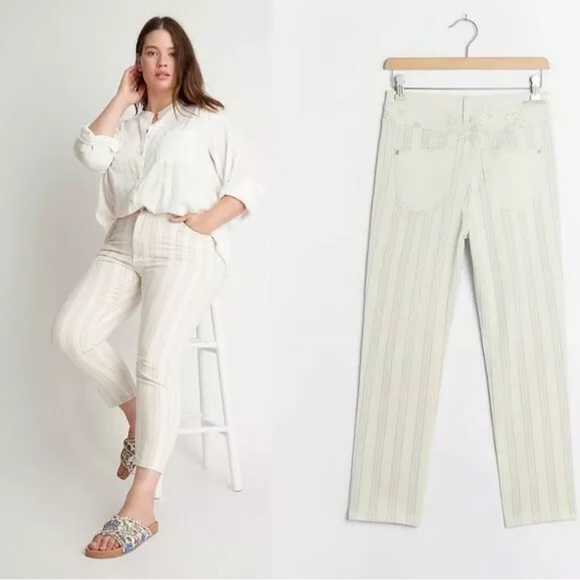 Anthropologie Pilcro High-Rise Striped Slim Boyfriend Jeans 28 - Picture 3 of 10